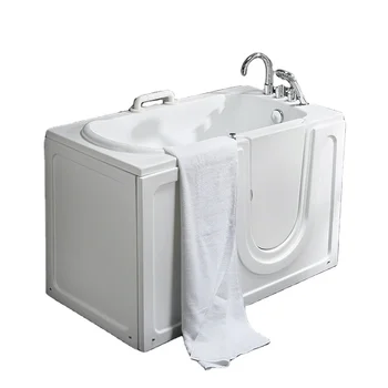 1,3 м Акриловая отдельно стоящая ванна для пожилых людей, душевая кабина для маленькой ванной комнаты с сиденьем
