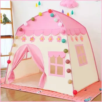 1,3 М Портативная детская палатка-Вигвам, Складные детские палатки, Типи, детский игровой домик, Декор детской комнаты в розовом замке принцессы для больших девочек