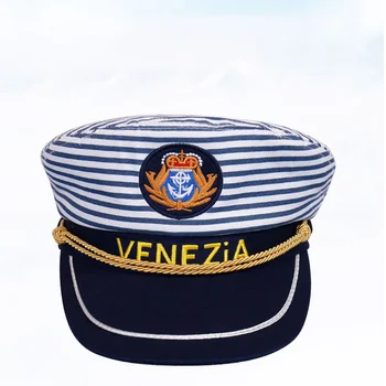 1 шт. шляпа морского капитана в синюю полоску для косплея в стиле капитанской шляпы для взрослых (регулируется на 54 см для детей)