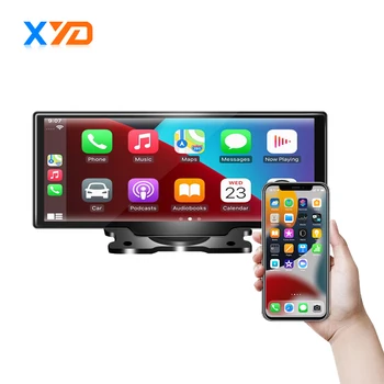 10,26-дюймовый автомобильный видеорегистратор Carplay и Android Auto с двумя объективами, WiFi, зеркало заднего вида, GPS, FM-видеорегистратор