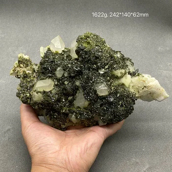 100% натуральный эпидот и симбиоз кристаллов образец грубого камня целебный кристалл (плавающий рост кристалла)
