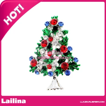 100 шт./лот, рождественская елка с разноцветной брошью из горного хрусталя, рождественское украшение