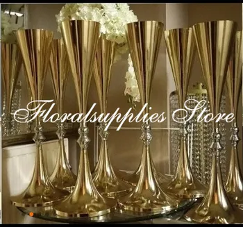 10шт Золотая настольная ваза высотой 70 см, Металлическая ваза для цветов, Центральное украшение стола Для Свадьбы, Металлические Вазы для цветов, свадебные украшения