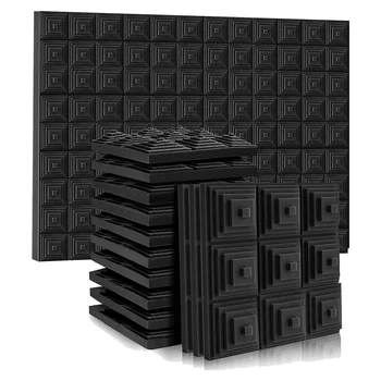 12 упаковок звукоизоляционных панелей из акустической пены, звуконепроницаемые стеновые панели размером 2x12x12 дюймов, звукопоглощающая пена для игровой комнаты, спальни