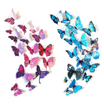 12шт 3D Эффект Многоцветные Бабочки Наклейка на стену Красивая бабочка Для интерьера детской комнаты Для Украшения дома Наклейки на стены