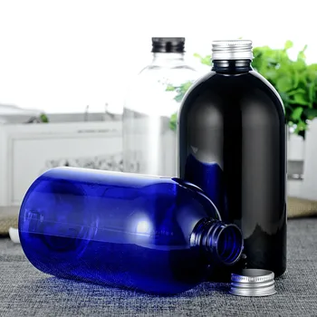 12шт 500 мл Пустая Сине-черная прозрачная Пластиковая бутылка Шампунь Для Ванны Контейнер для жидкого мыла Для Личной гигиены Бутылки Многоразового использования Серебряная крышка