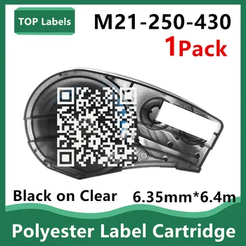 1PK Прозрачная Полиэфирная пленка для Изготовления этикеток из полиэстера M21-250-430 для лабораторных работ, отслеживания активов, маркировки Datacom, Черный на прозрачном