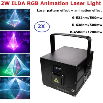2 Вт DMX ILAD RGB Анимационный Лазерный Проектор Сканер Профессиональное Сценическое Освещение DJ Диско-бар Вечерние Свадебные Эффекты Лазерное Шоу Свет