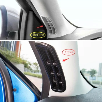 2 шт, Внутренняя стойка автомобиля, Кондиционер, вентиляционное отверстие, Декоративная рамка, Крышка, отделка из углеродного волокна Для Ford Focus 2019 2020