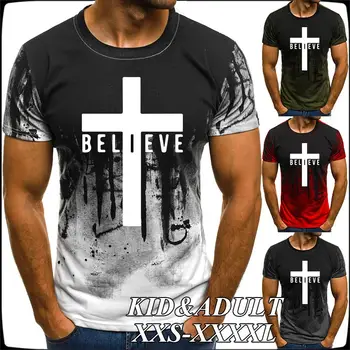 2021, новейшая мужская модная крутая дышащая футболка с коротким рукавом I Believe God Christian (4 цвета) S-4XL