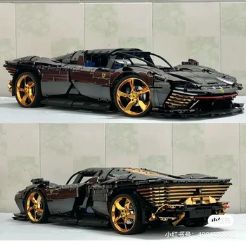 2023 MOC 42143 Черно-золотая Модель Ferrari Daytona SP3, Подходящий Высокотехнологичный Суперкар, Строительный Блок, Детская Игрушка в Подарок На День Рождения