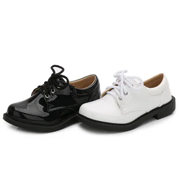 2023 Новая Кожаная обувь для мальчиков в британском стиле, Детские тонкие туфли из черной лакированной кожи, Детская Корейская Кожаная обувь для выступлений
