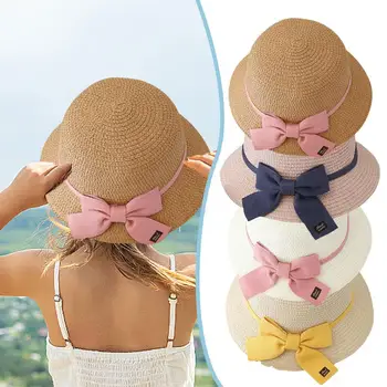 2023 Новый Комплект соломенных шляп для девочек, Летние Дорожные Детские Солнцезащитные Пляжные шляпы, Шляпа Рыбака от Солнца для детей 2-8 лет
