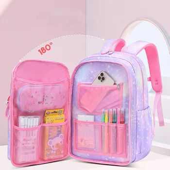 2023 Новый рюкзак для начальной школы, Милые красочные сумки для девочек, школьные сумки принцессы, Водонепроницаемые детские школьные сумки серии Rainbow