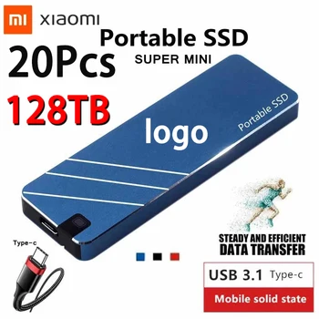 20шт Xiaomi с Индивидуальным Логотипом Высокоскоростной Портативный SSD-накопитель 128 ТБ Внешний жесткий диск Type-C USB 3.1 с Рисунком Логотипа на заказ