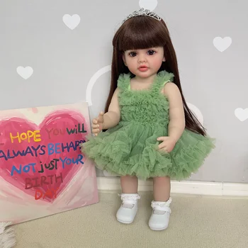 22-дюймовая Силиконовая Виниловая подставка Reborn Betty для девочек-малышей, 3D-кожа, видимые вены, Длинные волосы, Высококачественная кукла для девочек