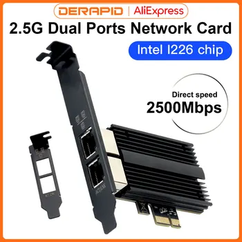 2500 Мбит/с Pcie-RJ45 Сетевая карта Intel I226 2,5 G Gigabit Ethernet с двумя Портами 100/1000/2500 Мбит/с Сетевая карта Для настольных компьютеров
