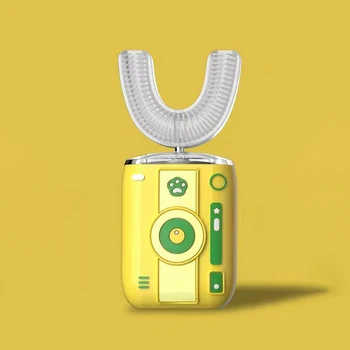 360 Градусов Звуковая электрическая зубная щетка для взрослых, U-образная перезаряжаемая, 6 режимов, Силиконовая автоматическая зубная щетка, умный таймер, синий свет