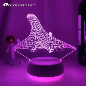 3D Vision Моделирование самолета Светодиодный ночник для самолета 7 цветов Настольная лампа USB Sleep Lighting Светильники Подарок Для домашнего декора