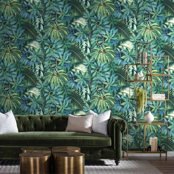 3D Пальмовые листья, обои на стену, фреска из папье-маше, 3D Современный минималистичный рулон обоев с листьями, обои для стен в рулонах