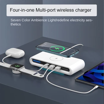 4 В 1, зарядное устройство USB Type C, 15 Вт, беспроводное зарядное устройство, светодиодный индикатор для Iphone, Гарнитура Huawei Xiaomi
