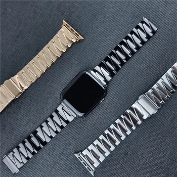 45 мм 41 мм Смарт-ремешок для часов из нержавеющей стали для Apple Watch Band 44 мм 40 мм 42 мм 38 ремешок для Iwatch 7 6 Se 5 браслет TPU корпус для часов