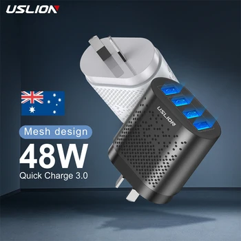 48 Вт AU Plug USB Зарядное устройство для Австралии, Новой Зеландии, 3A QC3.0, Зарядное устройство для мобильного телефона iPhone 14 Samsung, 4 Порта, Быстрые Настенные Зарядные устройства