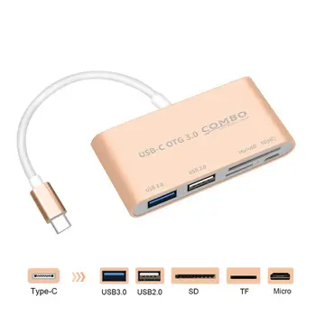 5 В 1 USB-C Концентратор USB 3 В 1 Type C КОНЦЕНТРАТОР Из Алюминиевого Сплава, Кард-ридер, Мультиразветвитель для Macbook Pro Air Type-c OTG Hub