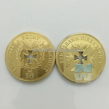 5 шт./лот, Немецкий рейхсбанк 1888, немецкие монеты с золотым покрытием, 1 унция, медаль 
