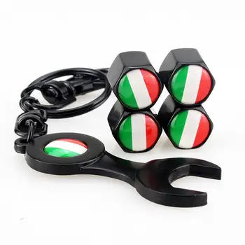 5 шт. Флаг Италии, черные Колпачки для штока воздушного клапана автомобильных шин, брелок для ключей, Универсальные аксессуары