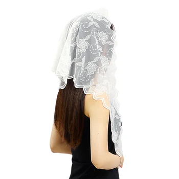 50 шт. Модный Женский треугольный шарф, Церковная шаль, Католическая вуаль с вышивкой