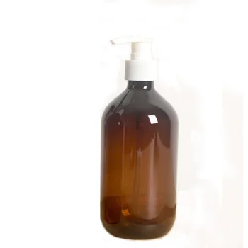 500 мл янтарно-коричневого цвета многоразового использования Пластиковая бутылка для лосьона с белым насосом-распылителем ПЭТ пластиковая портативная бутылка для лосьона