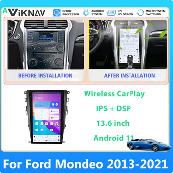 8 + 128 ГБ 2 din Для Ford Mondeo 2013-2020 2021 Обновление Мультимедийного Плеера 8 Core IPS Qualcomm Стерео GPS 13,6 дюймовый Сенсорный экран WiFi
