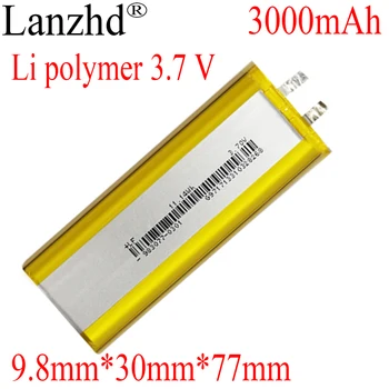 8-40 шт 3,7 В литий-ионный аккумулятор Li Po полимерный аккумулятор для локатора, заполняющий счетчик воды, лампа прямая 3000 мАч 9,8*30*77 мм