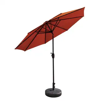 9-футовые зонтики для патио с бронзовым пластиковым основанием в комплекте, красные