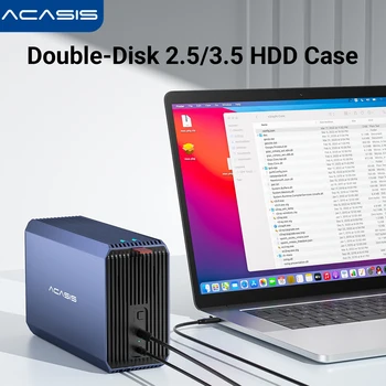 Acasis 36 ТБ 2,5/3,5-дюймовый Двухкамерный корпус для внешнего жесткого диска Массивный шкаф SATA Жесткий диск с функцией RAID USB Box