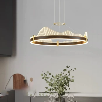Aipaite современный светодиодный акриловый абажур для лампы, люстры для гостиной, 1 кольцо/2 кольца/3 кольца с регулируемой яркостью, подвесной светильник для обеденного стола