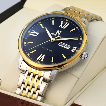 AOKULASIC Мужские механические автоматические часы Люксовый бренд, мужские модные деловые спортивные водонепроницаемые наручные часы, светящиеся часы