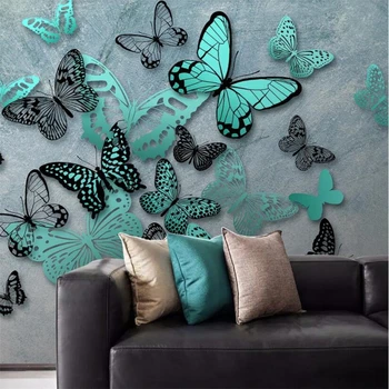 beibehang, изготовленные на заказ Ретро бетонные стены, фотообои с бабочками для настенной живописи, гостиная, диван, ТВ, Фоновая роспись, обои