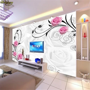 beibehang Розовые розы фон настенная бумага настенная роспись Настроить фрески papel de parede фотообои рулонные наклейки на стену