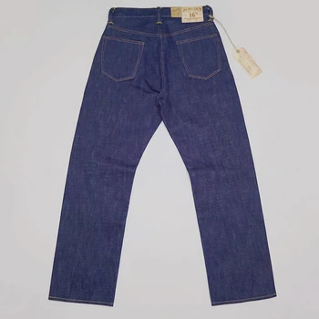 BOB DONG Винтажные жесткие джинсы на 16 унций, джинсовые брюки с красной линией кромки, свободная посадка, прямые брюки в байкерском стиле для мужчин