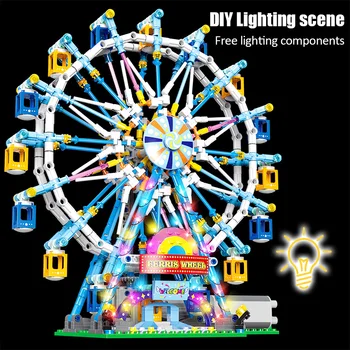 City Friends MOC Вращающееся колесо обозрения Строительные блоки Электрические Кирпичи со светом Игрушки для детей Рождественские подарки