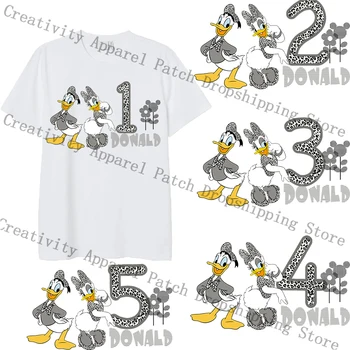 Disney Donald Duck Daisy С номерами на День Рождения от 1 до 10 лет, футболка 