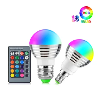 E27 E14 Умная управляющая лампа, меняющая цвет, Волшебная лампа, светодиодная лампа RGB с регулируемой яркостью, умный управляющий прожектор с 24 клавишами дистанционного управления
