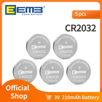 EEMB 5ШТ CR2032 Батарея 3 В Кнопка Литиевая Батарея CR 2032 210 мАч Монета Батарейки для Часов Игрушки Ключи От Автомобиля Шагомер Весы