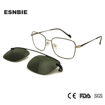 ESNBIE Мужские очки В оправе С клипсой Для очков Магнитные линзы Солнцезащитные очки с защитой от Uv400 Квадратные Очки Оптические