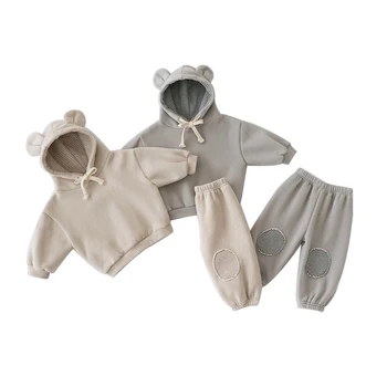 FINEPAT/весенний комплект одежды для новорожденных девочек, спортивный костюм с милым медведем, детская верхняя одежда 2 шт.
