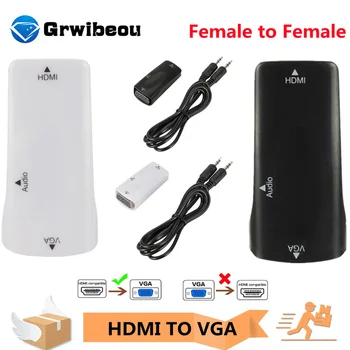 Grwibeou Адаптер HDMI-VGA 1080P Женский HDMI-VGA Аудио Видео HD2VGA Конвертер Для Ноутбука HDTV Компьютерный Проектор