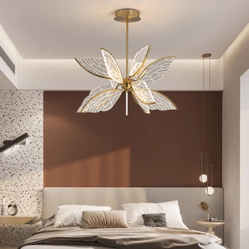 HARCOWG Новая люстра с бабочкой, Современная минималистичная креативная Столовая, гостиная, Спальня, Детская комната, Трехцветный светодиодный подвесной светильник