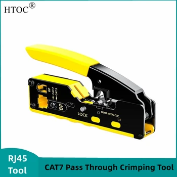 HTOC CAT7 Сквозной Обжимной инструмент Для Cat7 Cat6 Cat5 6P/8P Ethernet RJ45 Резак Для Зачистки проводов Щипцы Универсальный Многофункциональный инструмент